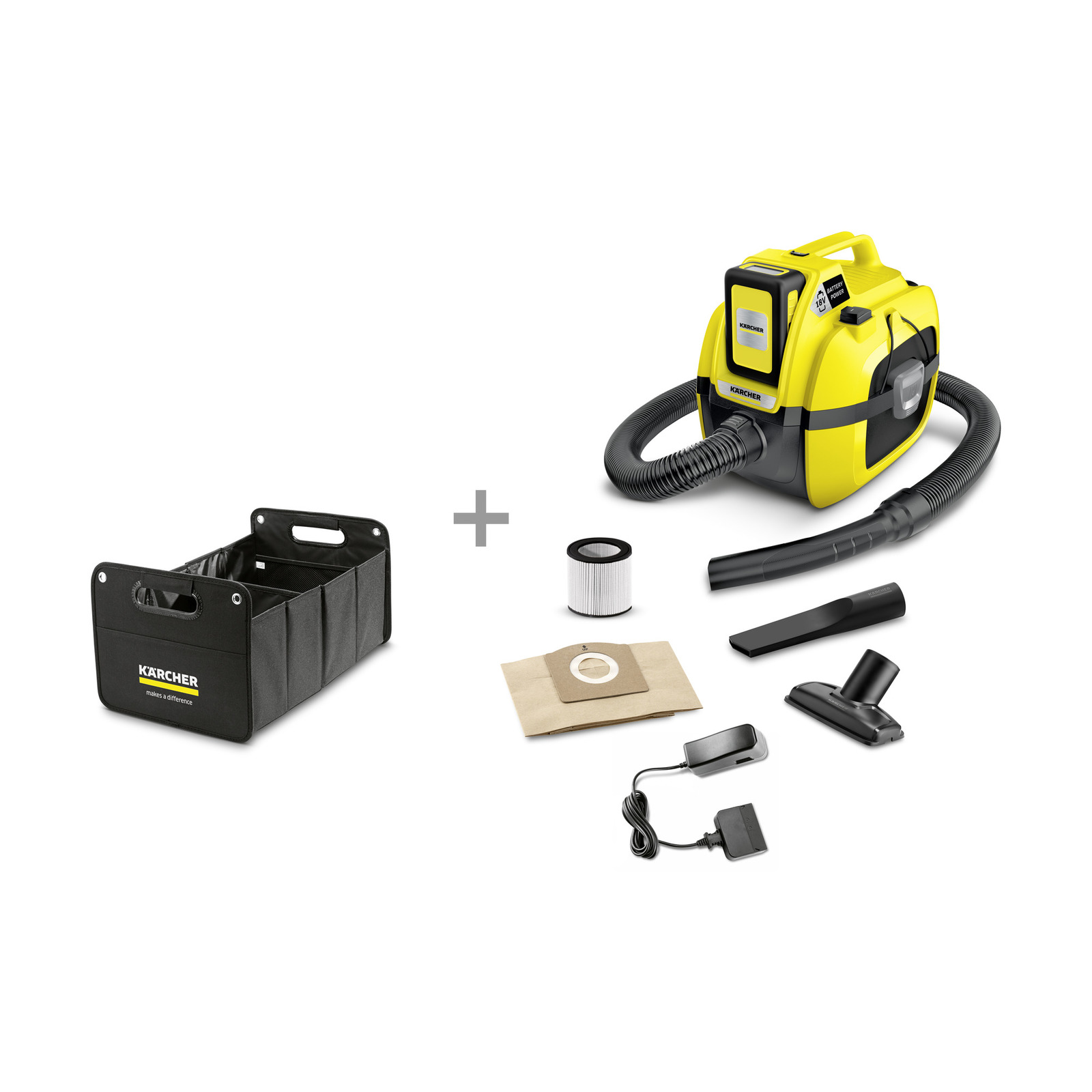 Пилосос Karcher WD 1 Compact Battery Set акумуляторний + органайзер